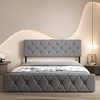 WhizMax Full Size Bed Frame with Type-C & USB Ports, Wooden Slats Support, Linen Fabric Wrap, No Box Spring Needed, Easy Assembly, Light Gray - 3 of 4