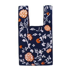 Unique Bargains Reusable Mesh Net Grocery Tote Bags Navy Blue 14.17"x7.87" 1 Pc - 1 of 4