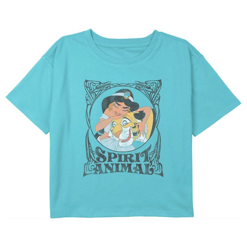 Girl's Aladdin Jasmine Spirit Animal Crop T-Shirt, 1 of 4