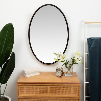 Hamilton Hills 24x36 Inch Oval Black Framed Wall Mirror