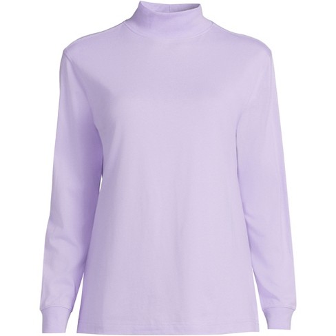 Long Sleeve Mock Neck Ribbed Top Lavender Frost