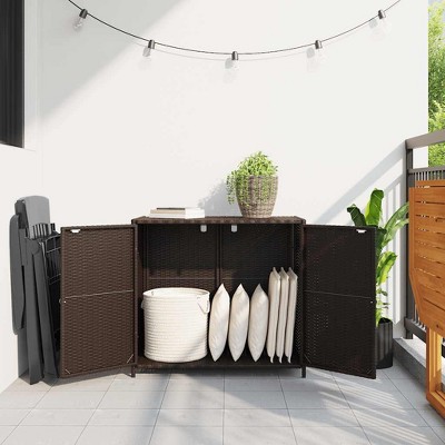 Garden Storage Cabinet PE Rattan Medium Durable  vidaXL