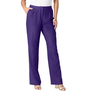 Roaman's Women's Plus Size Flared Trouser - 1 of 4