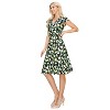 Women's Solid And Print V-neck Skater Dress - 2 of 3