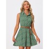 INSPIRE CHIC Women's Floral Sleeveless Half Placket Mini Belted Summer Dress - 2 of 4