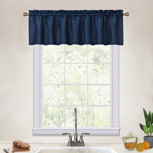 Waterproof Waffle Weave Textured Kitchen Valances for Windows 60"x15", Washable Short Window Curtains for Bathroom, Living Room, or Bedroom - 1 of 4