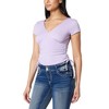WallFlower Women's Madeline Short Sleeve V-Neck Yummy Rib Top With Ruched Sides - 3 of 4