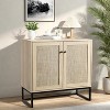 Sideboard Buffet Cabinet with 2 Rattan Doors, Farmhouse Console Table, Kitchen Cupboard - 4 of 4