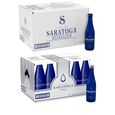 Saratoga 12Oz Glass Spring And Sparkling Variety 24 Bottles Of Each (Pack of 48)