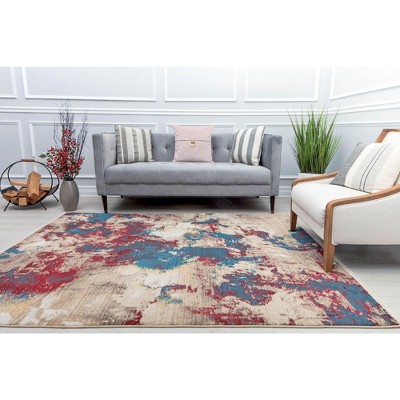 Liquid Gold Abstract Multicolor Rectangular Area Rug, 5' x 7'