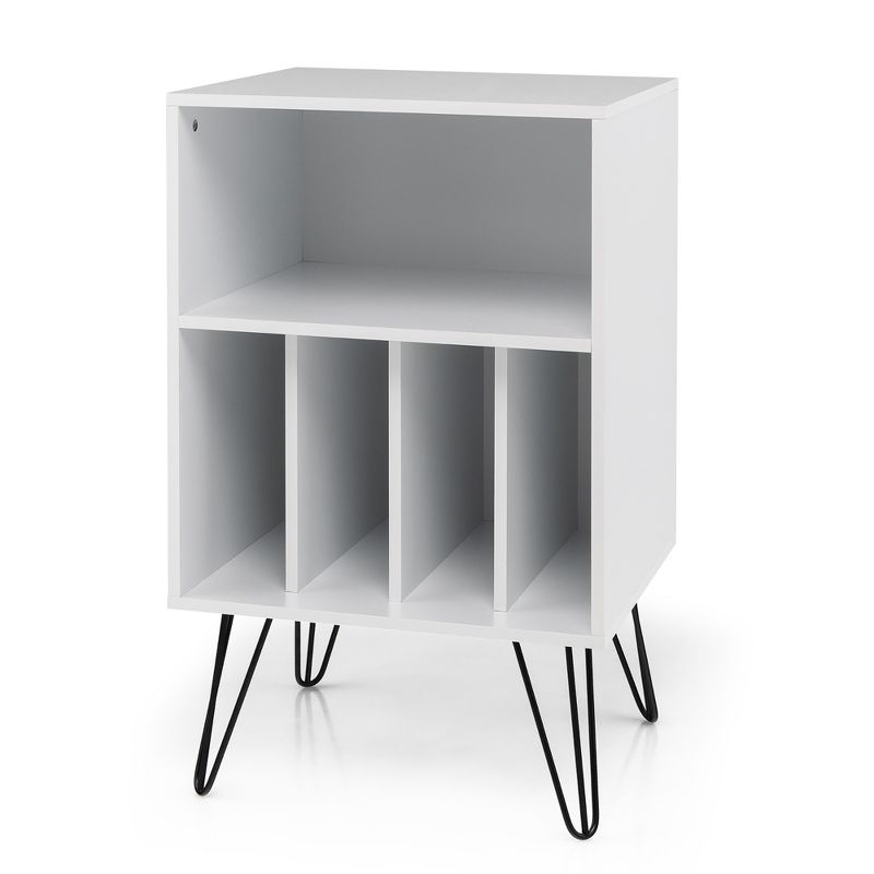 Costway Record Player Stand Turntable Stand Display Shelf 21" L x 18" W x 34"H White, 1 of 11