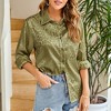 Leopard Stain Button Down Shirts for Women Roll Up Long Sleeve V Neck Casual Work Shirts - 4 of 4