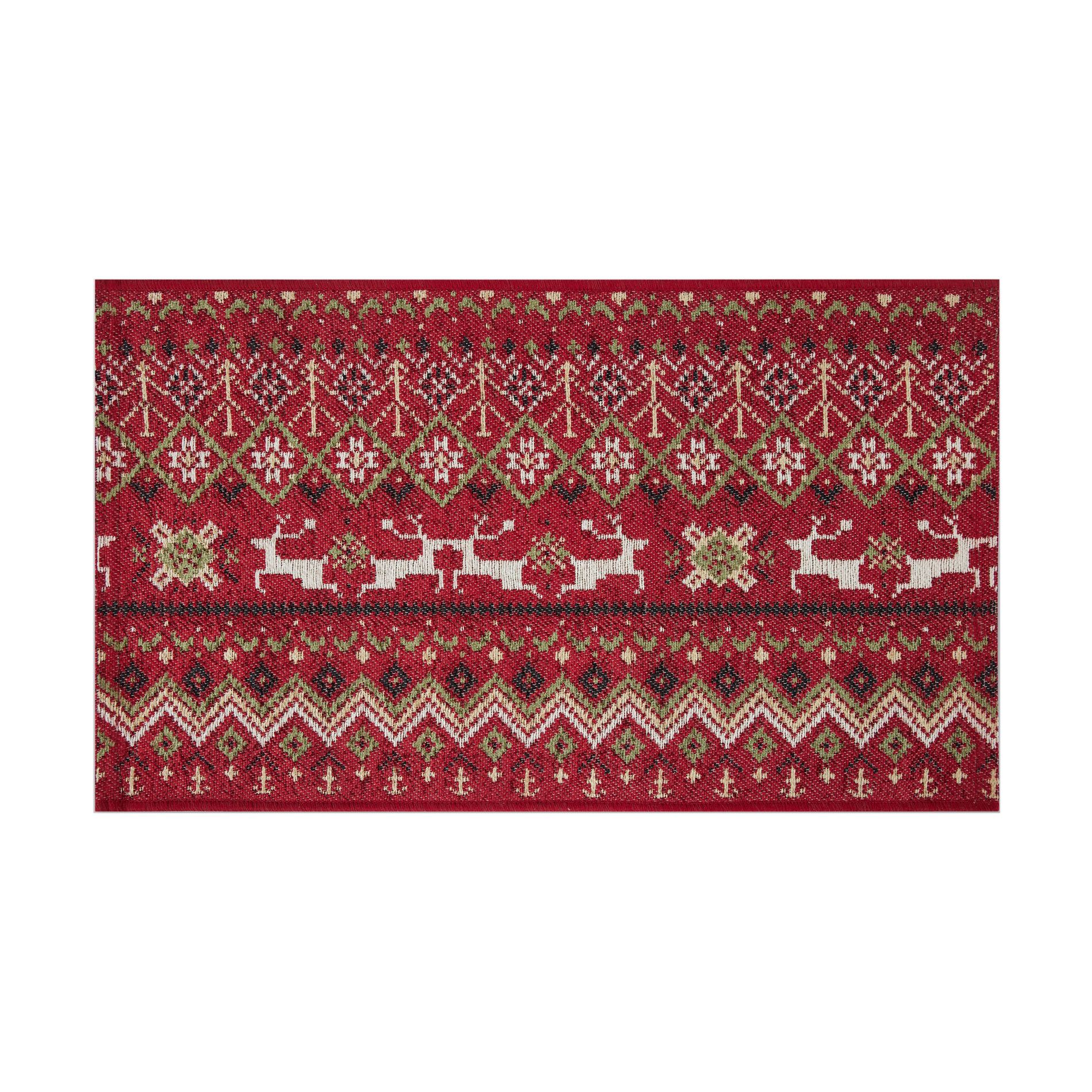 Christmas Fairisle Scatter Rug Red