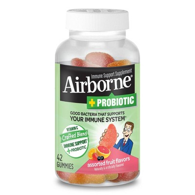 Airborne Gummies Plus Probiotic with Protein & Vitamin C - Assorted Fruit - 42ct
