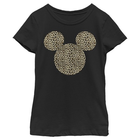 Girl's Mickey & Friends Mickey & Mickey Mouse Cheetah Print Classic Ears T-shirt : Target