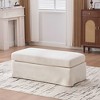 TiramisuBest Modern Upholstered Chenille Ottoman,46" Square Footstool with Sturdy Metal Legs for Living, Bedroom, Entryway, and Office, Beige - 2 of 4
