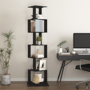 MAYEERTY 5-tier Rotating Bookshelf with Acrylic Plates, Student Multi-Function Creative Rack for Living Room, Anti-Toppling Base - 1 of 4
