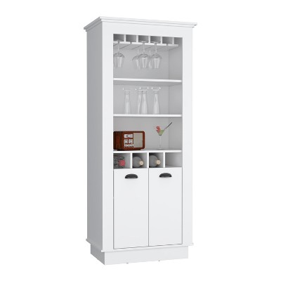 Depot E-Shop Bar Cabinet Elegant Multi-Storage Unit with Built-in Bottle and Glass Racks