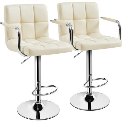 Yaheetech 2pcs Swivel Adjustable Bar Stools with Large Steel Pedestal Base for Bar Counter