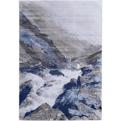 Gaspar Modern Abstract Blue/Gray/White Area Rug