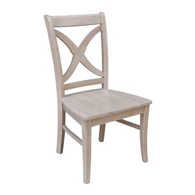 Vineyard Washed Gray Taupe Solid Wood Cross-Back Side Chair