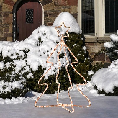 Outsunny Christmas LED Motif Light Christmas Tree, Rope Lighting with Steel Frame Stake, Outdoor Ornament Decoration