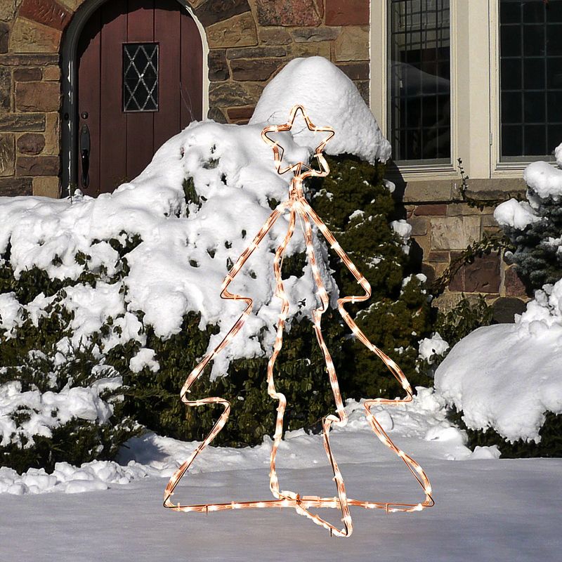 Outsunny 30" Outdoor LED Christmas Tree Rope Lights, LED Outdoor Christmas Decoration with Ground Stakes, 3 of 10