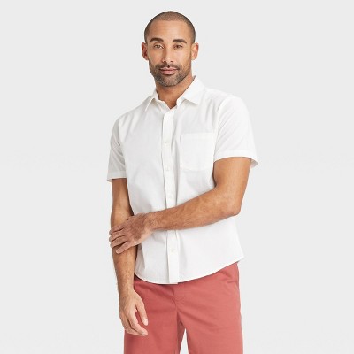 Men's Short Sleeve Poplin Shirt - Goodfellow & Co™ Heathered White