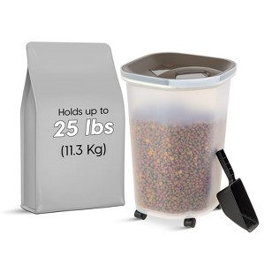 IRIS USA 25Lb/30Qt WeatherPro Airtight Pet Food Storage Container with Scoop and Casters - 1 of 4