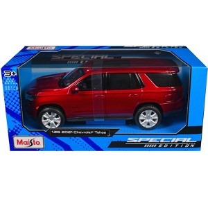 2021 Chevrolet Tahoe Red Metallic with Sunroof 1/24 Diecast Model Car by Maisto - 1 of 3