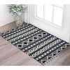 Gray White And Black Wool Geometric Flatweave Handmade Area Rug With Fringe - 2 of 4