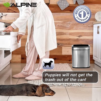 Stainless Steel Rectangular Open Top Trash Can with Liner, 2.6 Gallon