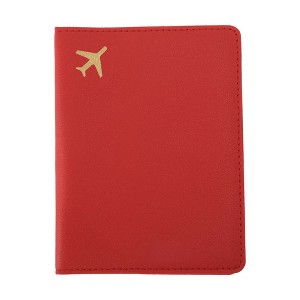 Unique Bargains Gold-stamped Airplane Pattern Passport Holder 1 Pc - 1 of 4