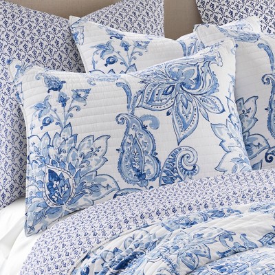 Bennett Blue and White Cotton Reversible Full Quilt Set