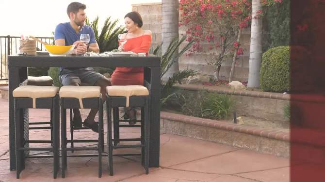 Best Choice Products 7-Piece Outdoor Rattan Wicker Bar Dining Patio Furniture Set w/ Glass Table Top, 6 Stools, 2 of 9, play video