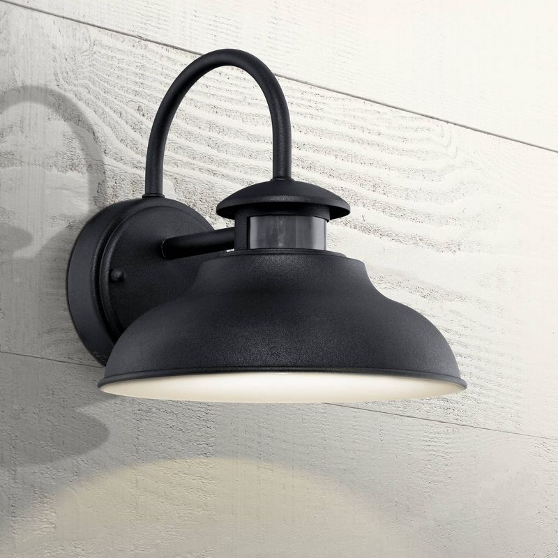 John Timberland Midland Industrial Outdoor Wall Light Fixture Black Motion Sensor Dusk to Dawn 9" for Post Exterior Barn Deck House Porch Yard Patio, 2 of 7