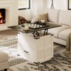 WOWLIVE Farmhourse Wood Square Coffee Table, Lift Top Coffee Table with 4-in-1 Storage, CT008 - 3 of 4