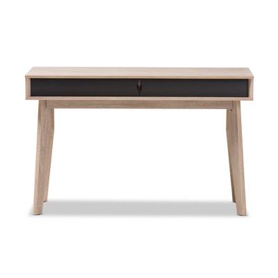 Scandinavian-Inspired Oak and Grey 2-Drawer Study Desk