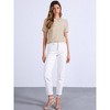 INSPIRE CHIC Women's Floral Jacquard Puff Short Sleeve Peter Pan Collar Blouse - 4 of 4