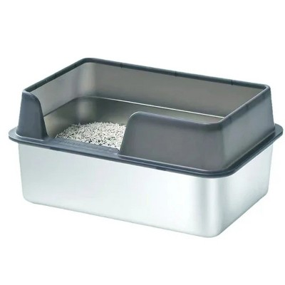 LunaLulinlk Stainless steel cat litter box. Easy to clean, does not absorb odors, comes with a shovel