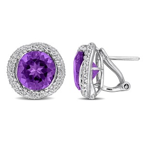 EVERLY JEWELRY | Sterling Silver 7 1/6 CT TGW Amethyst White Topaz Earrings - 1 of 4