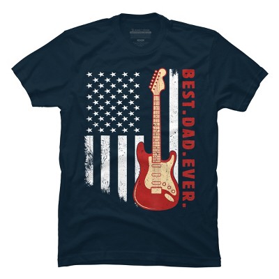 Men's Design By Humans Best Dad Ever Guitar and Flag By MINHMINH T-Shirt