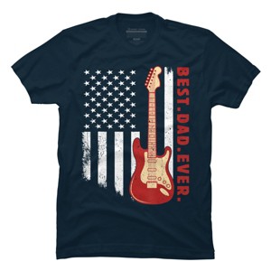 Men's Design By Humans Best Dad Ever Guitar and Flag By MINHMINH T-Shirt - 1 of 2