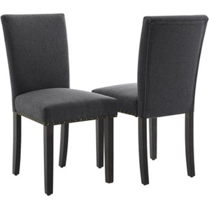 Dining Chairs Set of 2, Upholstered  Diner Room Chair Sets, Fabric Kitchen Chairs with Nailhead Wood Legs and Padded Cushion, for Living Room - 1 of 4