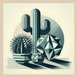 Amanti Art Succulents in Angled Vases by David Galan Wood Framed Wall Art Print - 1 of 4