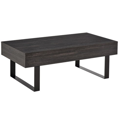 Trimied Modern Coffee Table with Storage in Black Center Table with  Stainless Steel Base