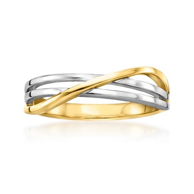 Pure Collection by Ross-Simons 18kt Gold Vermeil and Sterling Silver Crisscross Ring
