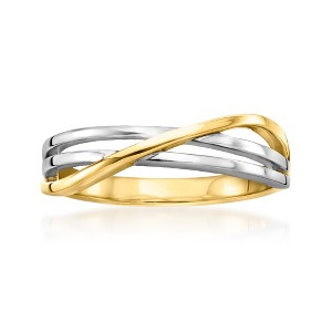 Pure Collection by Ross-Simons 18kt Gold Vermeil and Sterling Silver Crisscross Ring - 1 of 4