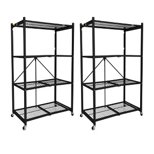 Origami 4 Tier Multipurpose Folding Storage Unit Rack with Lockable Wheels for Indoor or Outdoor Home and Office Organization - 1 of 4