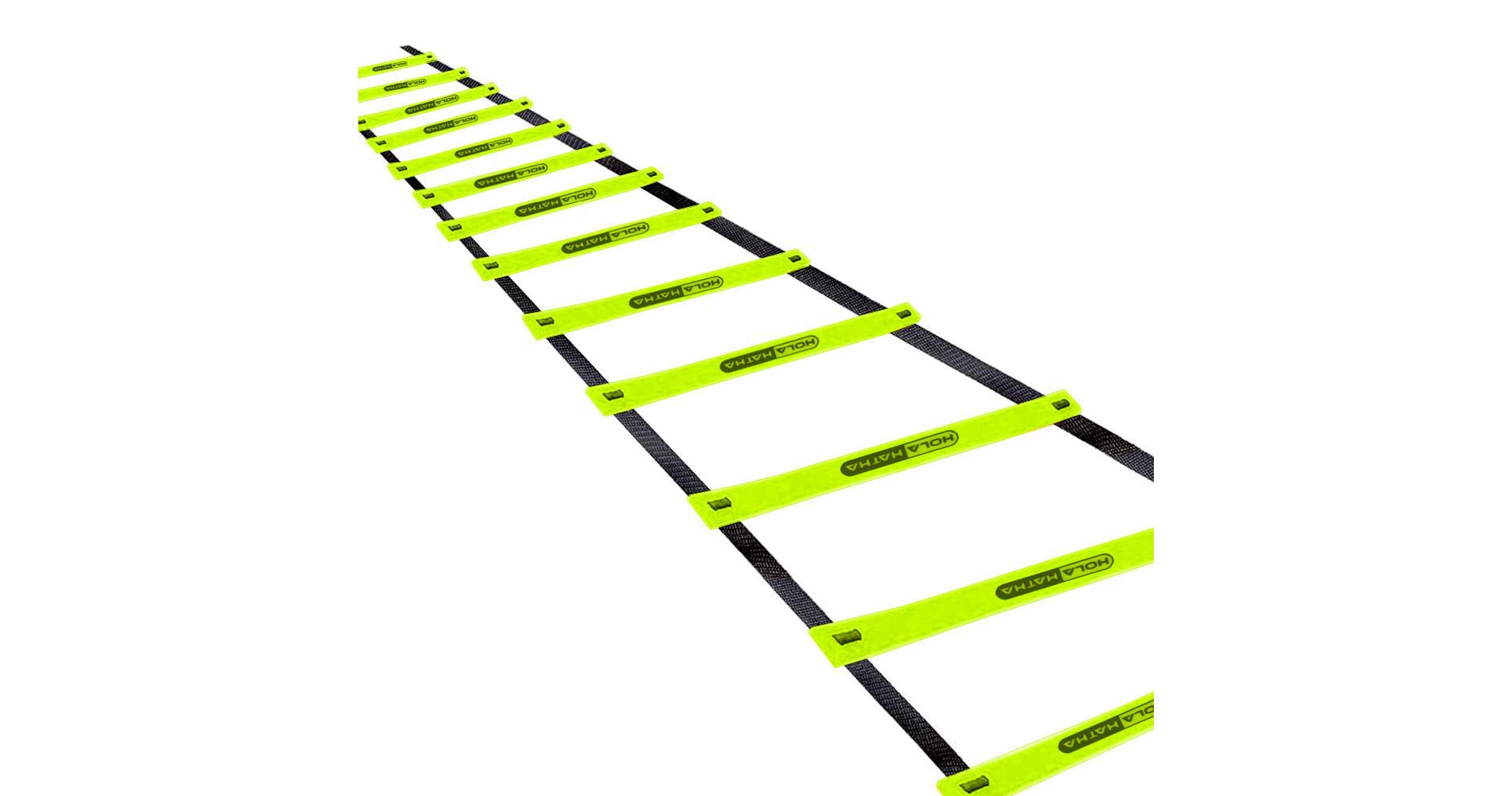 HolaHatha 20 Foot 12 Rung Adjustable Portable Sports Agility Speed Fitness Training Ladder Equipment for Football, Baseball, and Soccer, Black/Yellow
